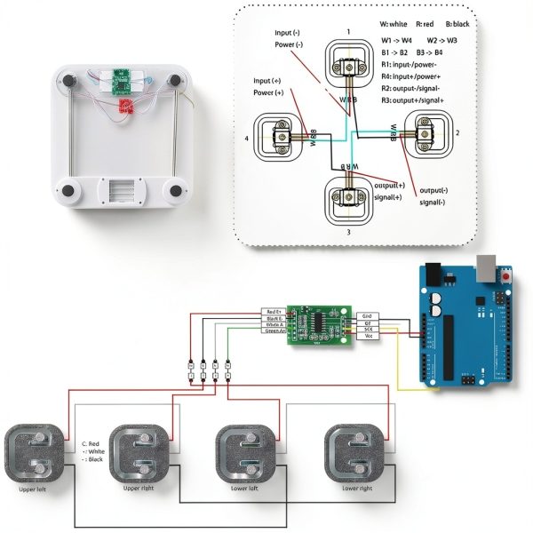 4pcs 50kg Load Cell Kit by Wishiot with HX711 Amplifier for Arduino-5